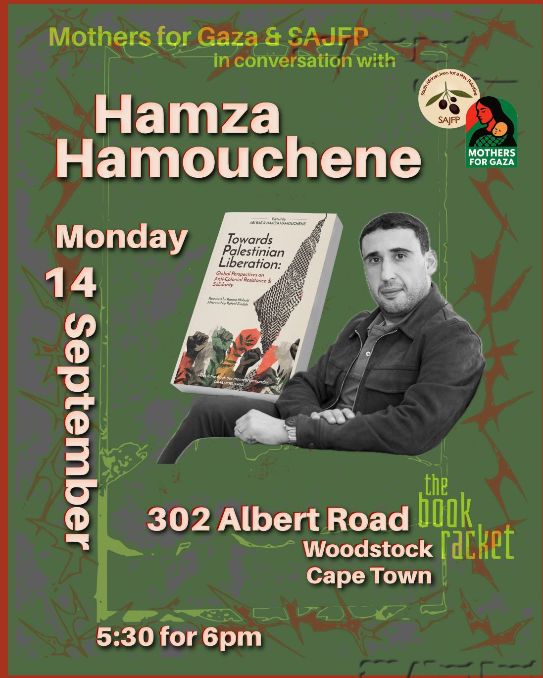 Hamza Hamouchene in conversation with Mothers for Gaza and SAJFP in Cape Town on 14 September 2026