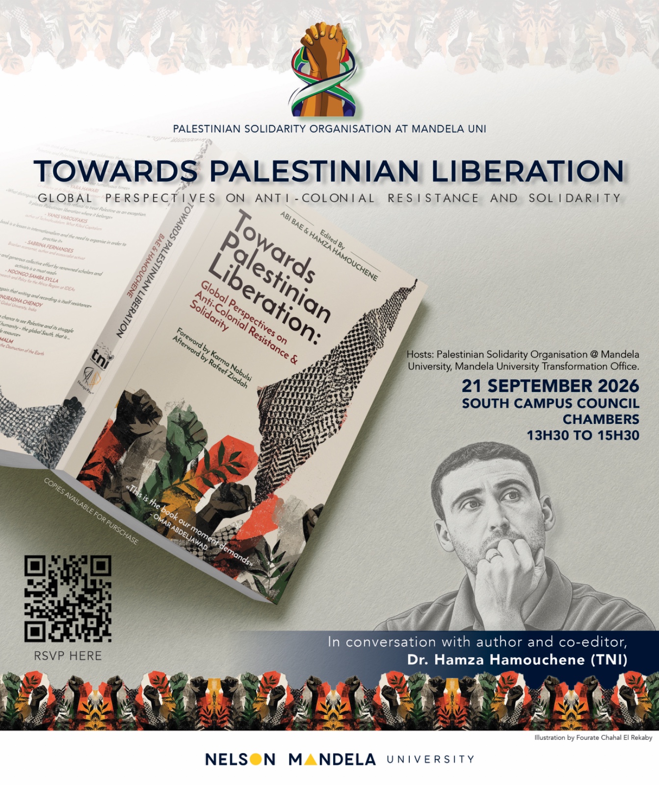 Towards Palestinian Liberation book launch at Mandela University on 21 September 2026