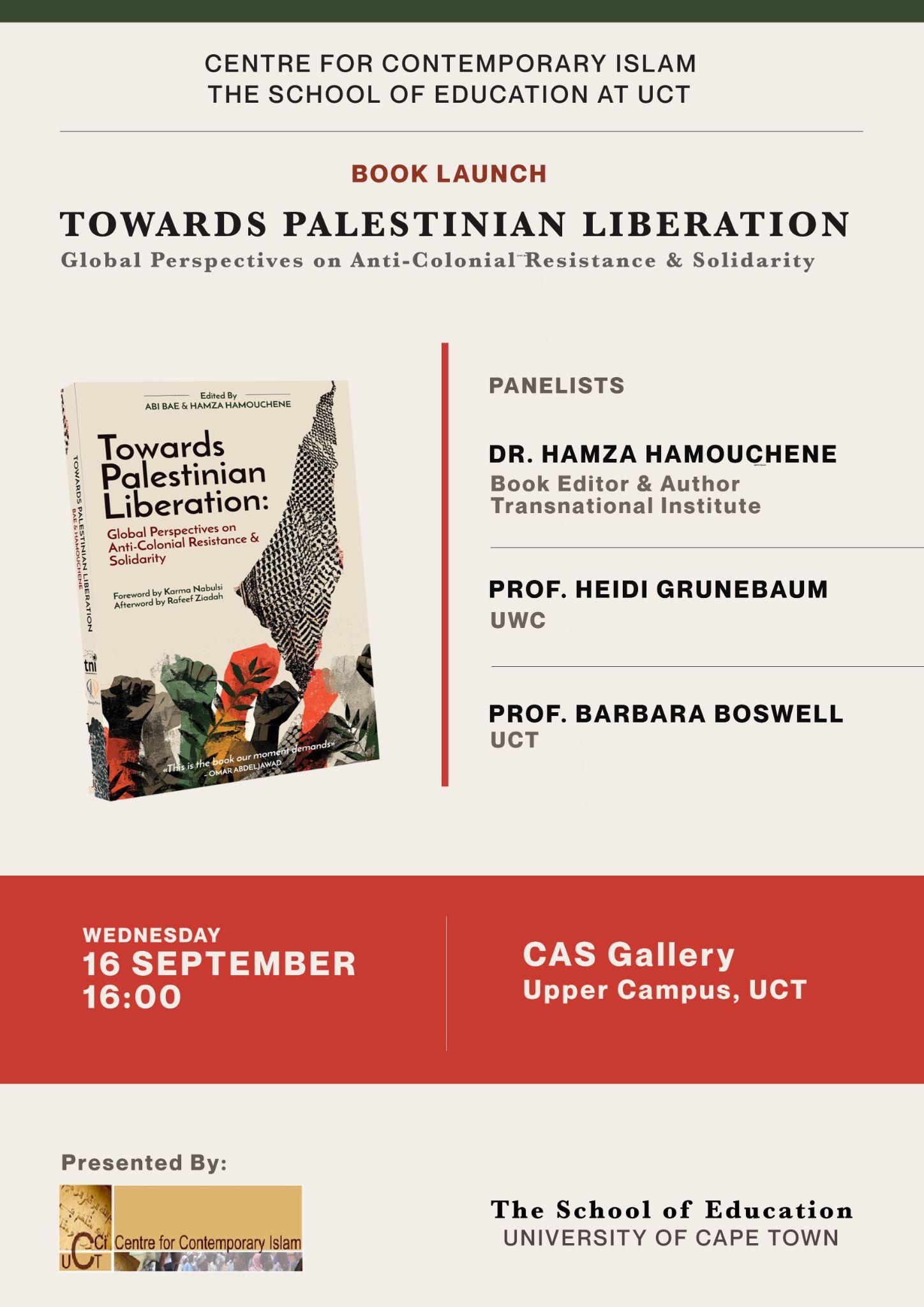Towards Palestinian Liberation event at the University of Cape Town on 16 September 2026