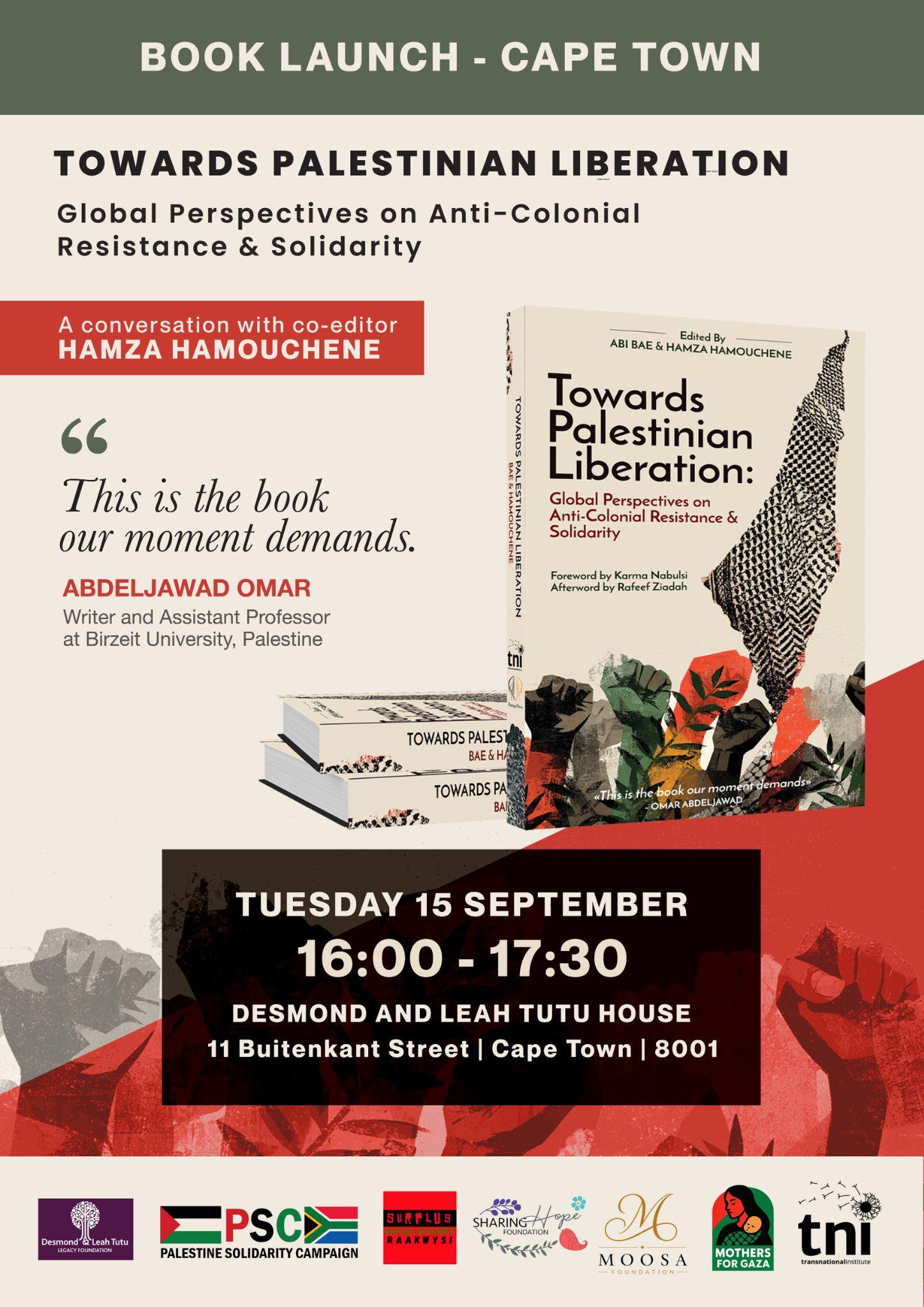 Towards Palestinian Liberation event at Desmond and Leah Tutu House on 15 September 2026