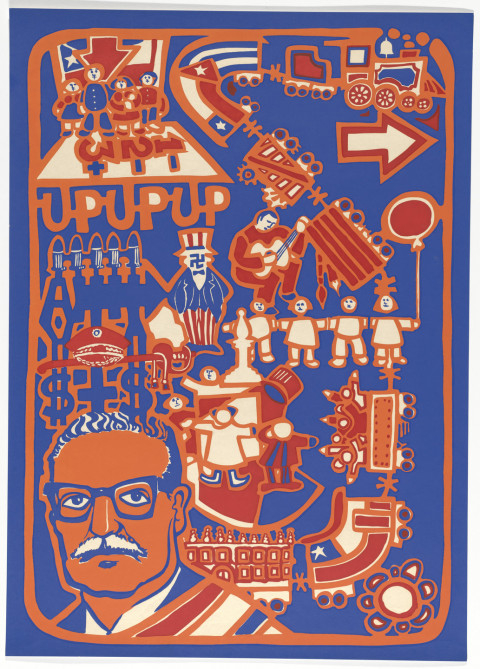1 2 3, U.P. U.P. U.P. (Unidad Popular) (Poster celebrating three years of Salvador Allende's government) c.1970