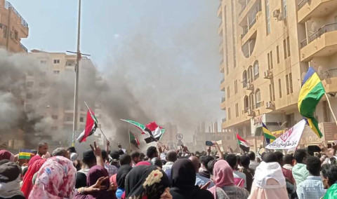 Civil demonstration in Sudan against the military coup
