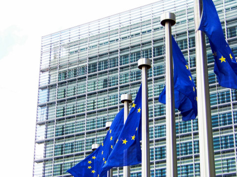 EU flags at the European comission