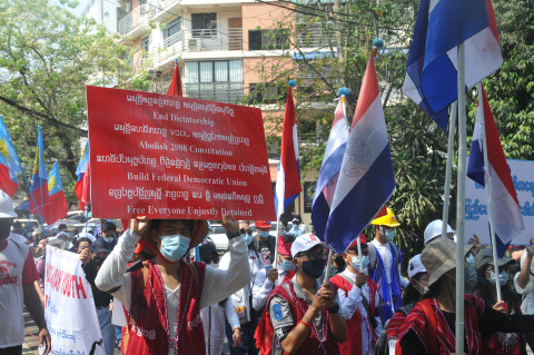 Pro-federal protests against the 2021 coup, Yangon
