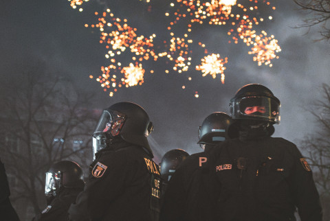 Police in Berlin on New Year’s Eve 2024. 
