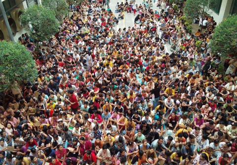 Sit-in protest at a factory for wage increase 