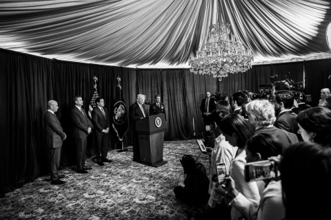 President Donald Trump delivers remarks at Mar-a-Lago after Operation Absolute Resolve, the unprecedented cross-border operation that led to the extraterritorial seizure of Venezuelan President Nicolás Maduro in clear tension with international law.
