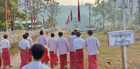 Young Mon boys gathering for the celebration of Mon National Day, Bee Ree