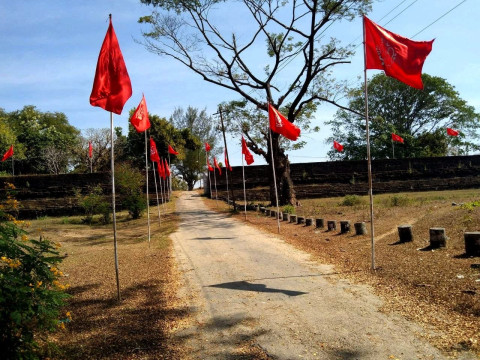 ULA/AA flags at the old Mrauk-U palace