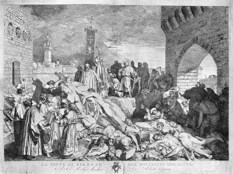 The plague of Florence in 1348, as described in Boccaccio's Decameron