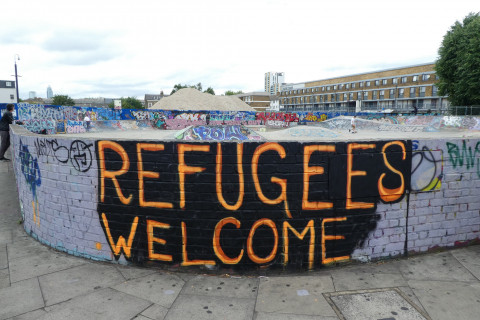 Refugees welcome grafitti