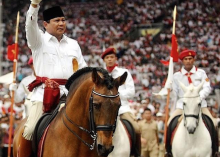 Prabowo Subianto on horseback, Senayan City, Jakarta , Indonesia, 2014.